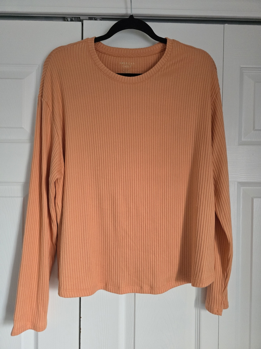 American Eagle Outfitters Women's Ribbed Long-Sleeve Top - Orange